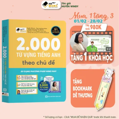 Sách - 2000 Từ Vựng Tiếng Anh Theo Chủ Đề Áp Dụng Phương Pháp Mindmap (Khổ Nhỏ)- TẶNG KHOÁ HỌC HITBOOKS