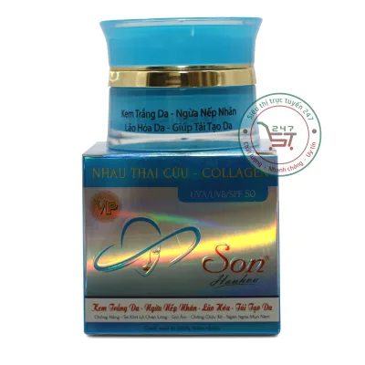 Kem dưỡng Trắng da mặt Ngừa nếp nhăn Lão hóa Tái tạo da SON nhau thai cừu Collagen 10g (Xanh dương)