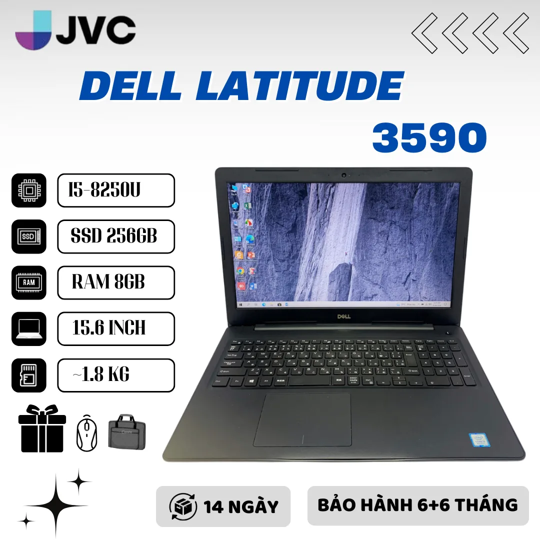 Laptop Giá rẻ Dell Latitude 3590 Core™ i5 | Core™ i3 | 8250U | Ram 8G | SSD 256G | HD Graphics 620 |MH 15.6 "  Pin> 4h