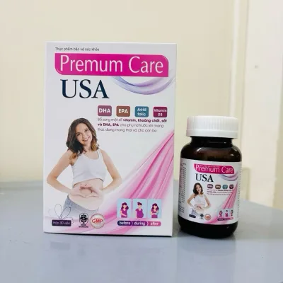 —Premum Care USA DHA bổ sung SẮT VÀ VITAMIN, KHOÁNG CHẤT CHO MẸ BẦU bồi bổ sức khỏe, nâng cao sức đề kháng( hộp 30v)