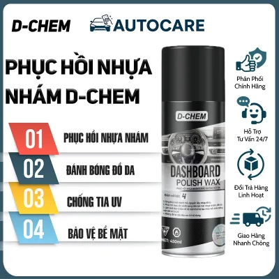 Chai Xịt Phục Hồi Nhựa Nhám, Đánh Bóng Đồ Da D-Chem 450ml - Dưỡng Bề Mặt Nhựa Nhám Ô Tô Xe Máy