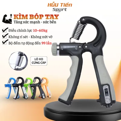Kìm Bóp Tập Cơ Tay Điều Chỉnh Lực 10-60kg Có Bộ Đếm, Dụng Cụ Lò Xo Luyện Sức Tay Gym Tại Nhà