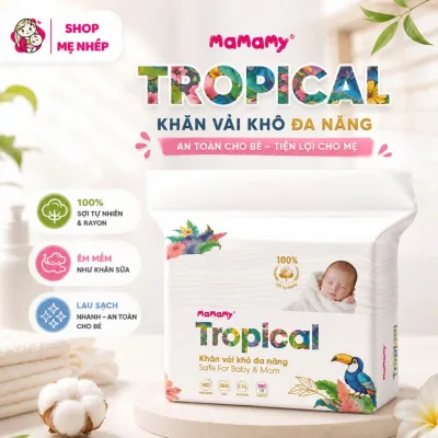Khăn khô đa năng Mamamy Tropical cao cấp an toàn dành cho mẹ và bé 160 tờ/túi