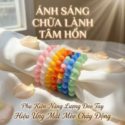 Vòng Tay Đá Mắt Mèo Nhiều Màu ✨ Lắc Tay Nữ Thời Trang Cao Cấp, Phụ Kiện Trang Sức Phối Đồ Cá Tính