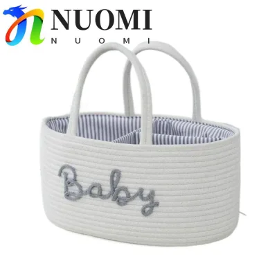 Túi Mẹ NUOMI, Túi Bảo Quản Tã Đa Năng Di Động, Giỏ Sắp Xếp Tã Ngăn Lớn Dây Cotton Hộp Tã Cho Bé Bình Ăn
