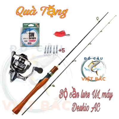 Bộ cần câu lure UL cán gỗ cao cấp tặng kèm máy câu Deukio AC và phụ kiện Đồ Câu Việt Bắc