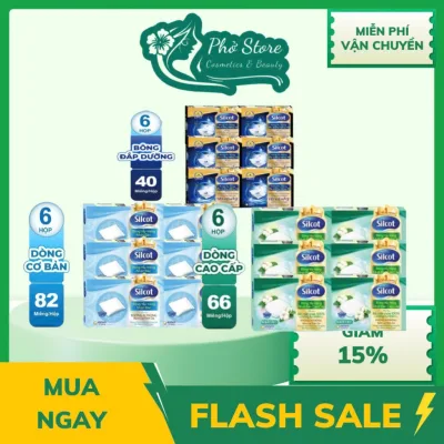 Bộ 6 hộp Bông tẩy trang Silcot 82 Miếng/ Hộp