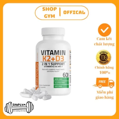 Thực phẩm chức năng hỗ trợ xương khớp Bronson Vitamin K2 + D3 - Nhập khẩu Mỹ vitamin tăng sức đề kháng