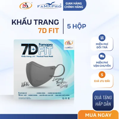 Khẩu trang cao cấp kháng khuẩn 5 lớp Nam Anh FAMAPRO 7D FIT (10 cái/ hộp)