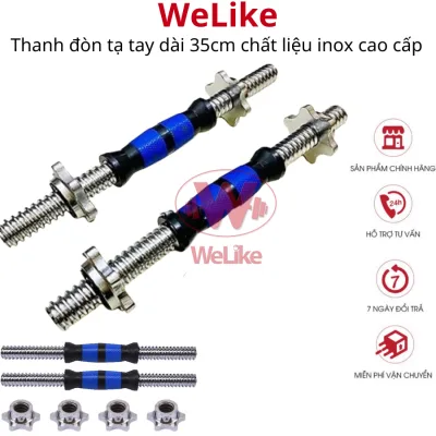 Thanh đòn tạ tay dài 35cm chất liệu inox cao cấp tay cầm bọc cao su dễ dàng tháo lắp luyện tập thể dục thể thao gym