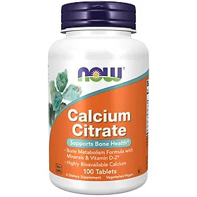 Viên Uống NOW FOODS Calcium Citrate Caps Bổ Sung Canxi Và Chất Khoáng Giúp Xương Chắc Khỏe Lọ 100 viên