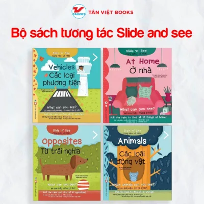 Combo Sách tương tác Song ngữ - Slide and see cho bé học Tiếng Anh