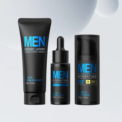 Bộ chăm sóc da nam LAIKON: Sữa rửa mặt 100g + Serum 30ml + Kem dưỡng ngày (SPF30) 30g | Quy trình chăm sóc da hàng ngày hoàn chỉnh