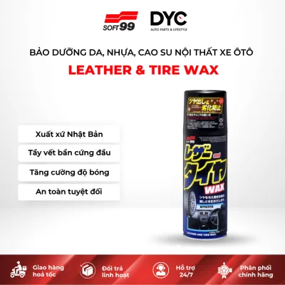 Chai Xịt Làm Bóng Và Bảo Dưỡng Da, Nhựa, Cao Su Nội Thất Xe Ôtô Leather & Tire Wax Soft99