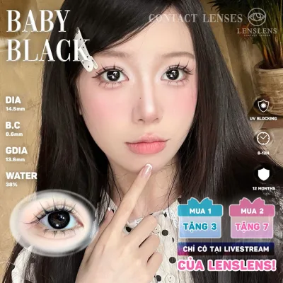 Lens Mắt Kính Áp Tròng Đen To Tròn Tự Nhiên Baby Black 14.5mm ( Độ giãn thực tế sẽ nhỏ như các mẫu Dia 14.2mm) T4-D7