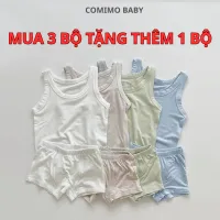Bộ ba lỗ mùa hè mát cho bé COMIMO BABY Bộ sát nách trơn thun lạnh mát đi chơi đi ngủ từ 5-19kg