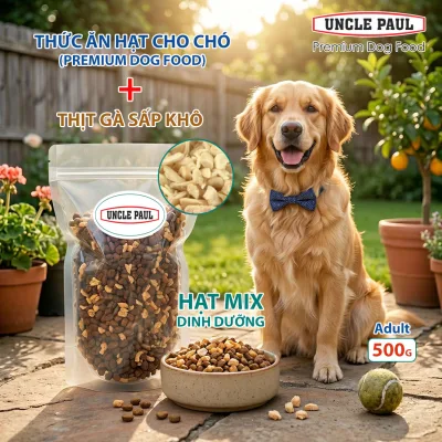 Uncle Paul Dog Food Dry Grains Mixed with Dried Chicken Meat Nutritious for Adult Dogs of All Flavors
