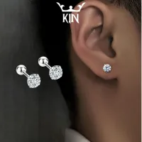 khuyên Tai nam nữ nụ đính đá chuôi bạc 925 Kin Accessories Bông Tai tròn basic phụ kiện trang sức nhỏ gọn sang trọng
