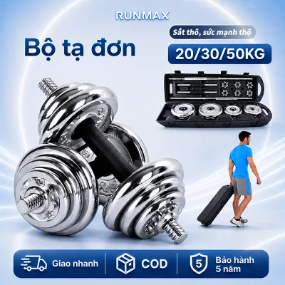 Bộ tạ đơn, Tạ mạ điện cao cấp, Tập Gym Tại Nhà,20/30/50KG, Siêu bền, Chống trầy tốt