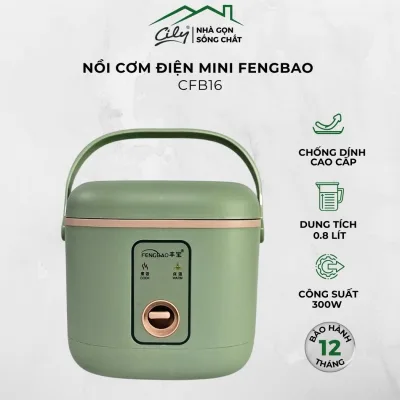 Nồi Cơm Điện Mini 0.8L- FENGBAO CFB16 - Công Nghệ Nấu 3D Cơm Nhanh Chín Dẻo Thơm Ngon , Công Suất 300w - Bảo Hành 12 Tháng
