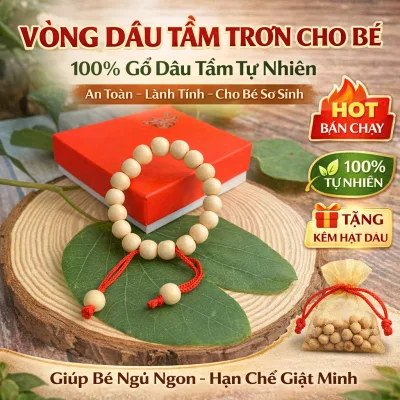 Vòng Dâu Tằm Cho Bé Sơ Sinh – Chống Quấy Khóc, Giữ Vía Tốt – Hạt Dâu Tằm 100% Việt Nam