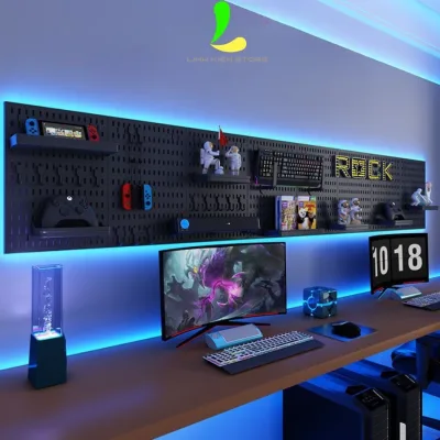Bảng Pegboard Decor Bàn, Phòng Gaming - Phụ Kiện Treo Tường Lưu Trữ Đa Năng, Trang Trí Góc Làm Việc