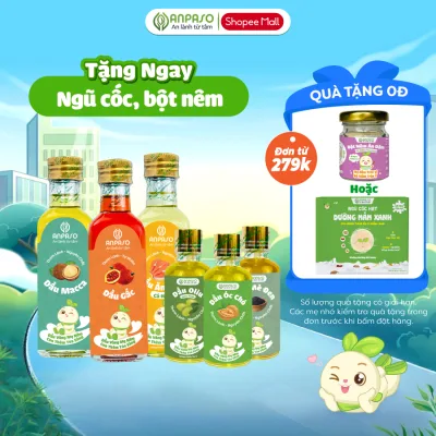 Dầu Ăn Dặm Cho Bé Anpaso - Set 3 dầu Oliu, Óc Chó, Cá Hồi 50ml, 100ml, 150ml - Dầu Chiên Xào 100ml