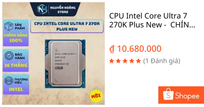CPU Intel Core Ultra 7 270K Plus New - CHÍNH HÃNG BẢO HÀNH 36 THÁNG
