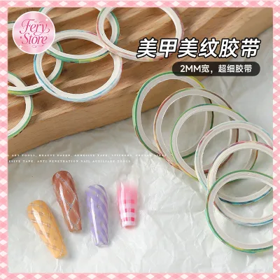 10 Cuộn Móng Tay 2 Mm Băng Dính Họa Tiết Lưới Pháp Cách Ly Bột Ba Lan Keo Băng Móng Tay Nghệ Thuật DIY Dụng Cụ Phụ Trợ