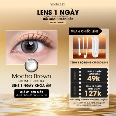 VIVIMOON lens khóa ẩm 1 ngày màu nâu Mocha Brown (x2 để đặt 1 đôi - Giá 1 bên mắt)