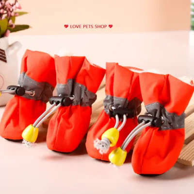 Giày cho Chó Mèo bằng vải lông mềm mịn có dây rút chống tuột (Bộ gồm 4 chiếc) - Love Pets Shop