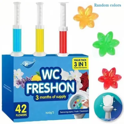 Tem Gel Vệ Sinh, 3 Gói / 42 Tem Vệ Sinh, Gel Tem Bát Vệ Sinh, Đổ Gel Vệ Sinh, Gel Thơm Hoa Làm Mới Nhà Vệ Sinh, Bao Gồm Hộp Đựng Và Gel, 3 Gói / bộ Kéo Dài Ba Tháng (C