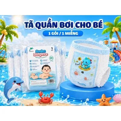 Gói 10 miếng Tã Quần Bơi, Bỉm Bơi Cho Bé Tropicswim Cao Cấp – Chống Tràn Tuyệt Đối, Bé Bơi