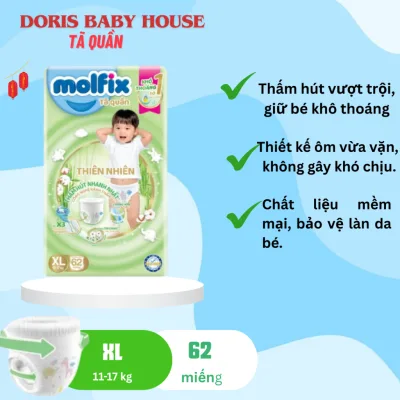 Tã/ Bỉm gói tã bỉm em bé Quần hoặc Dán Molfix đủ size M76/ L68/XL62/XXL56