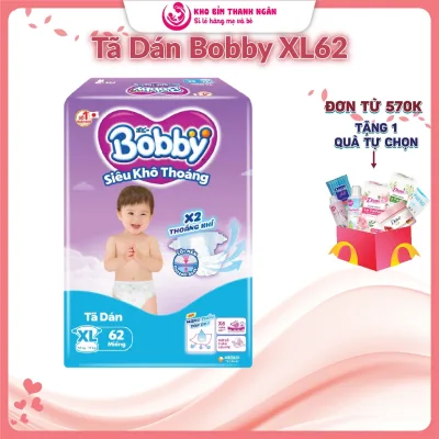 Bỉm / Tã Dán Bobby Siêu Khô Thoáng Cải Tiến Mới Size XL62 - Tã Dán Bobby Cho Bé Từ 12 Đến 17 Kg - Kho Bỉm Thanh Ngân