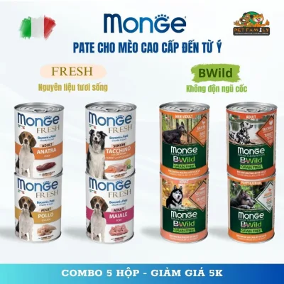 Pate Cho Chó MONGE - Dòng Monge Bwild, Monge Fresh - Hộp 400gram Petfamily MONGE400
