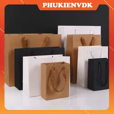 Túi giấy kraft dày 260gsm cao cấp túi quà tặng màu đen trắng kraft