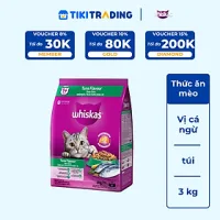 Thức Ăn Cho Mèo Whiskas Adult 1+ Years Vị Cá Ngừ 3kg/Túi