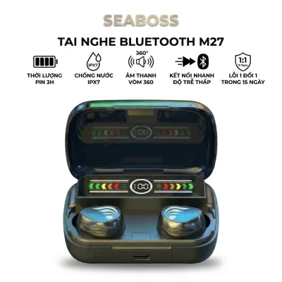 Tai nghe Bluetooth không dây Pin 3H, bass mạnh, kết nối nhanh, âm thanh vòm 360, chống ồn chủ động