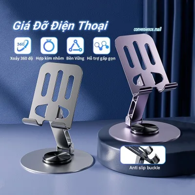 Giá Đỡ Điện Thoại,Máy Tính Bảng/Ipad Để Bàn Xoay 360 Hợp Kim Nhôm,Đế Để Điện Thoại Table Livestream