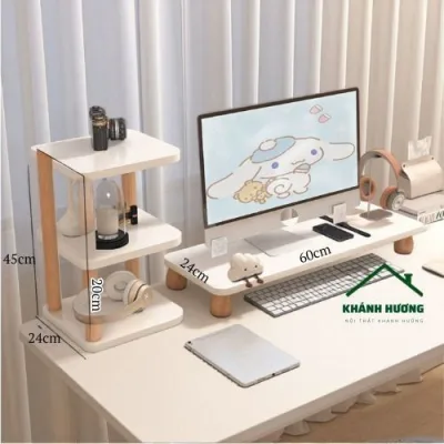 Kệ Màn Hình, Kệ Để Màn Hình Máy Tính PC Bằng Gỗ Decor, Bàn Kê Laptop Nâng Màn Hình