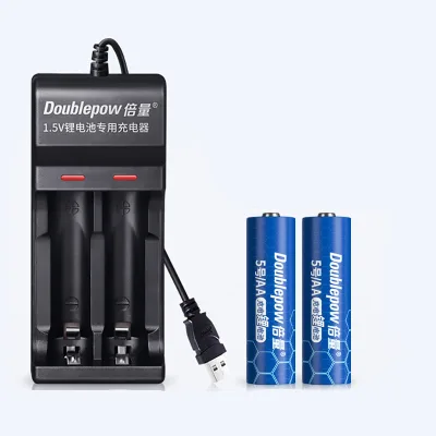 High Quality 1.5V Aa Aaa Doublepow Li-Ion Rechargeable Battery Pack L151 - Charger for 2 Aa Batteries / Aaa Batteries Used for Medical Electronic Devices, Wireless Microphones, Watches, Computer Mice
