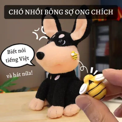 Puppies are afraid of bee stings, stuffed electronic puppies can sing, imitate voices including Vietnamese, language development toys for children