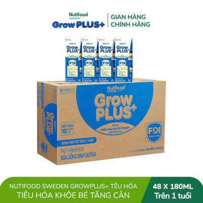 Box of 24/48 Boxes of Nutifood Growplus+ Light Green Ready-To-Drink Milk 1+ 180ml.