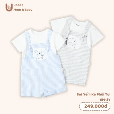 Set yếm kèm áo cho bé UNBEE phối túi ngực chất cotton tự nhiên an toàn - quần yếm cho bé