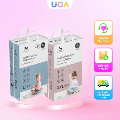 Bỉm tã quần Applecrumby Overnight - Slimdry Easyday Mega đủ size cho bé