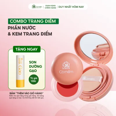 Natural Makeup Duo Set Cushion Thin & Smooth Cushion Powder & Multi-Purpose Glass Makeup Cream 3in1 Soft Grass