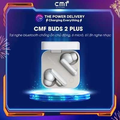Tai nghe không dây CMF Buds 2 Plus chống ồn chủ động thích ứng, âm thanh độ phân giải cao, 6 micrô, 61.5 giờ nghe nhạc
