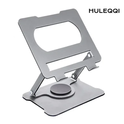 Giá đỡ máy tính bảng HULEQI, có thể điều chỉnh 360° Giá đỡ máy tính bảng có thể xoay được, Giá đỡ máy tính xách tay bằng kim loại có thể gập lại đa năng cho máy tính bảng máy tính xách tay 10-17 inch