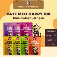 Pate cho mèo Wanpy Happy 100 , Thức ăn tươi cho mèo đa dạng dinh dưỡng gói 70g